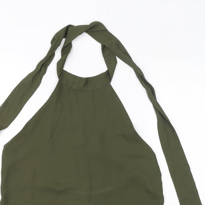Womens UK Size 10 Diffuse Green Basic Blouse