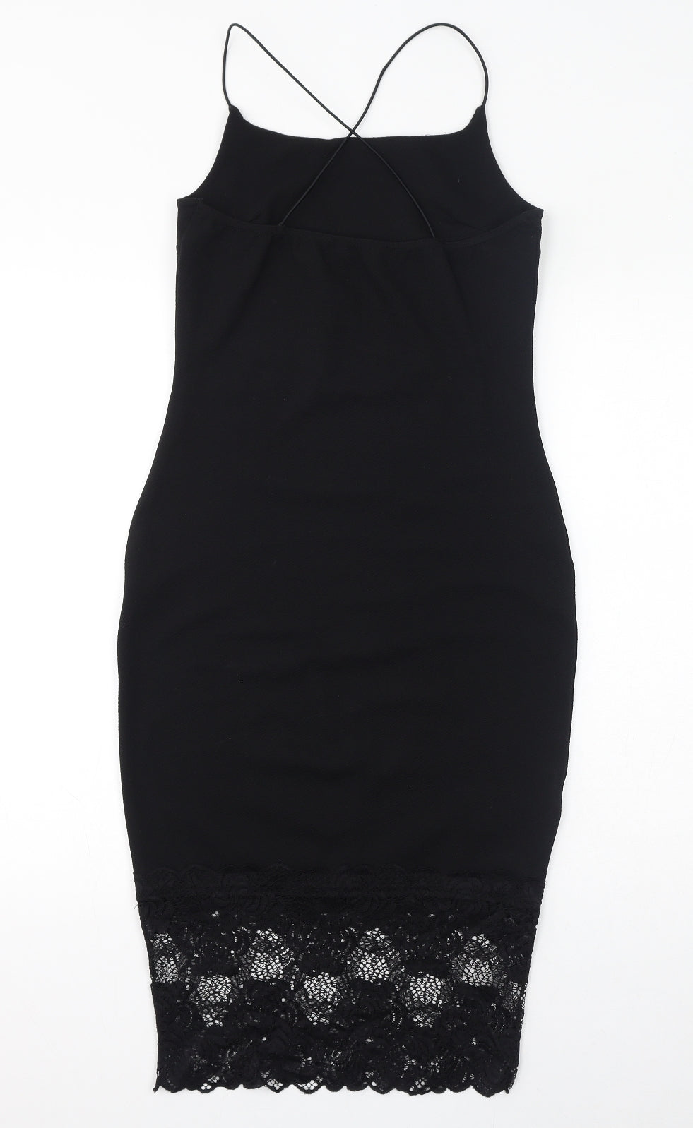 Cameo Rose Womens Black Polyester Bodycon Size 12 Round Neck Pullover - Lace Hem