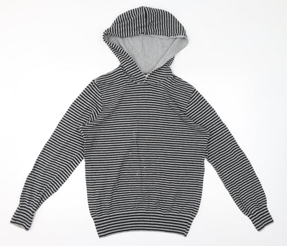 Topman Mens Grey Striped Acrylic Pullover Hoodie Size M