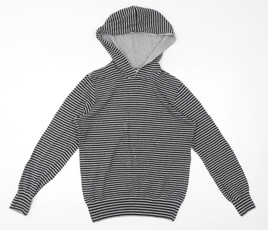 Topman Mens Grey Striped Acrylic Pullover Hoodie Size M