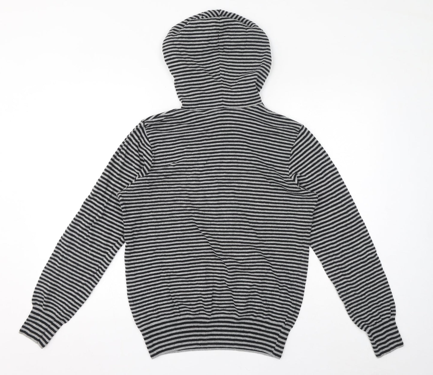Topman Mens Grey Striped Acrylic Pullover Hoodie Size M