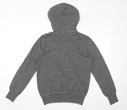 Topman Mens Grey Striped Acrylic Pullover Hoodie Size M