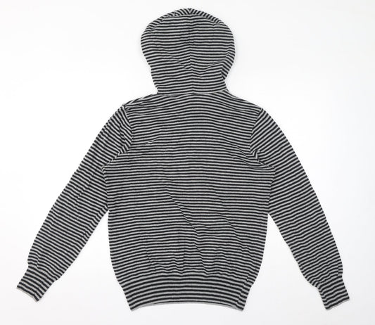 Topman Mens Grey Striped Acrylic Pullover Hoodie Size M