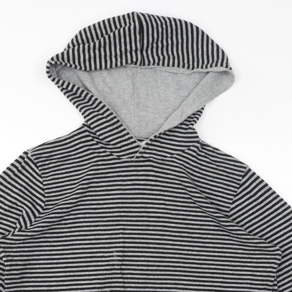 Topman Mens Grey Striped Acrylic Pullover Hoodie Size M