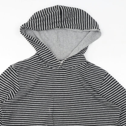 Topman Mens Grey Striped Acrylic Pullover Hoodie Size M
