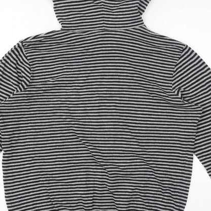 Topman Mens Grey Striped Acrylic Pullover Hoodie Size M