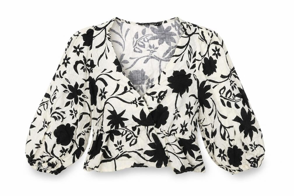 Womens UK Size XS Zara Ivory Cropped Blouse