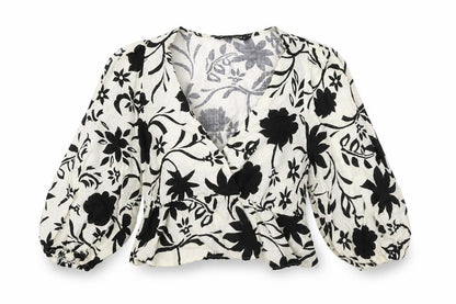 Womens UK Size XS Zara Ivory Cropped Blouse