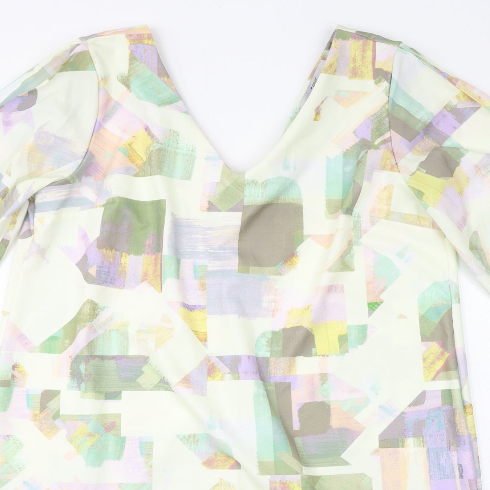 NEXT Womens Multicoloured Geometric Polyester Mini Size 16 V-Neck Pullover - Open Sleeve