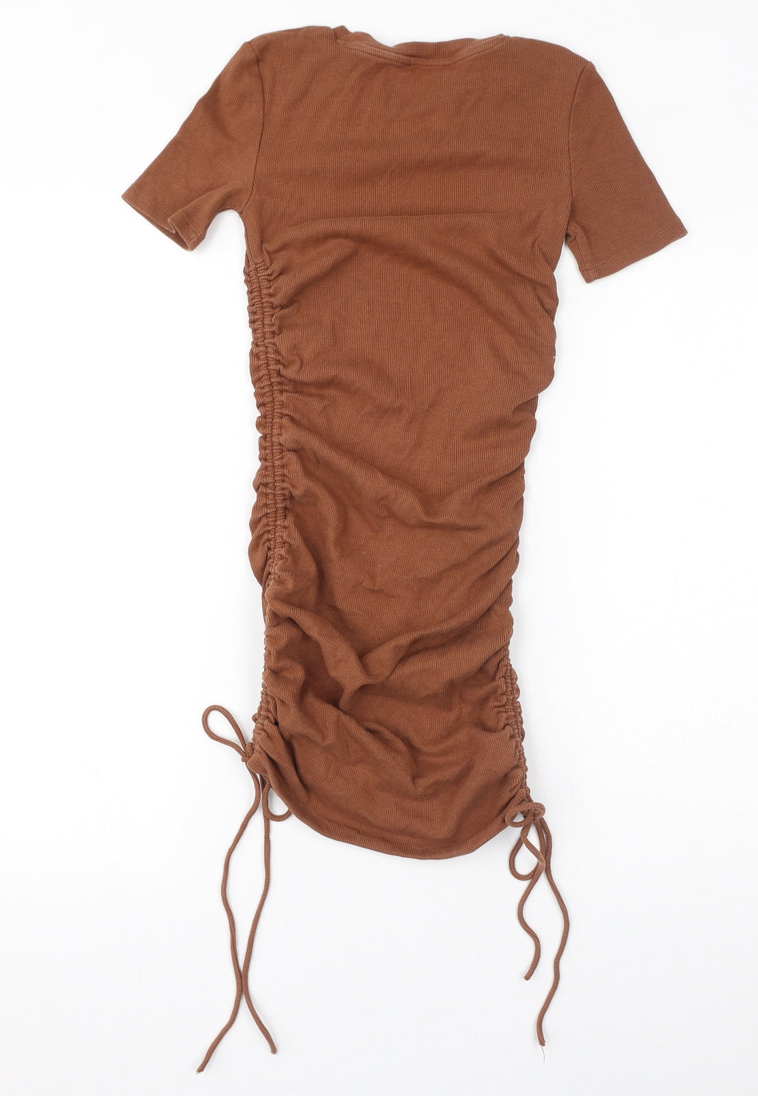 Zara Womens Brown Cotton Bodycon Size S Crew Neck Pullover - Rushed