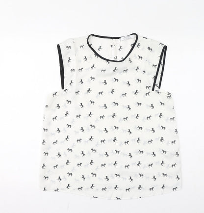 Womens UK Size M Mango White Basic Tank
