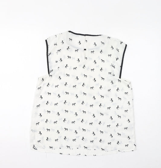 Womens UK Size M Mango White Basic Tank
