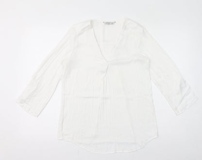 Womens UK Size XS Stradivarius White Basic Blouse