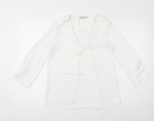 Womens UK Size XS Stradivarius White Basic Blouse