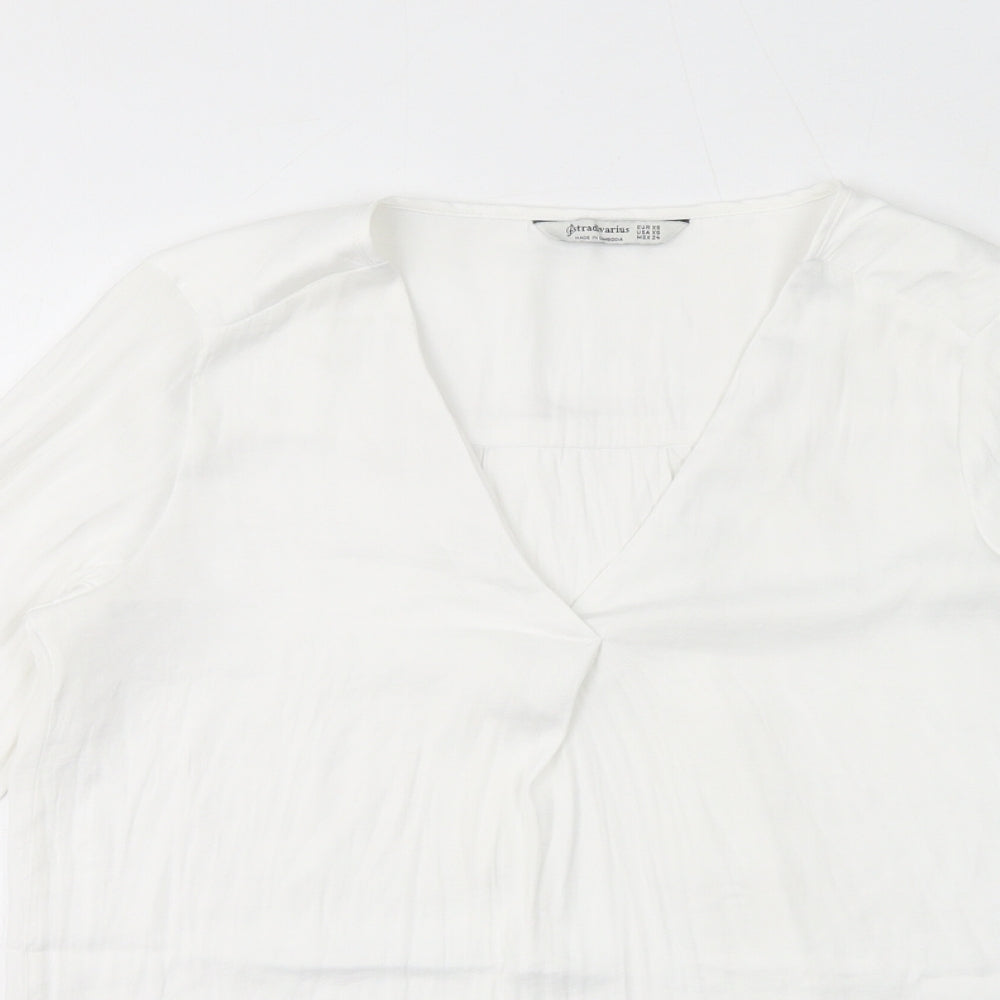 Womens UK Size XS Stradivarius White Basic Blouse