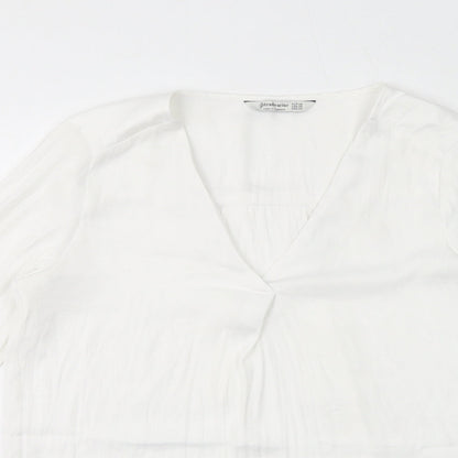 Womens UK Size XS Stradivarius White Basic Blouse