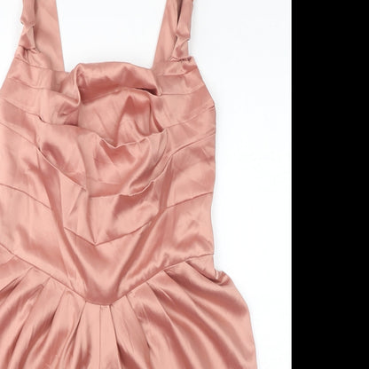 PRETTYLITTLETHING Womens Pink Polyester Pencil Dress Size 14 Square Neck Zip