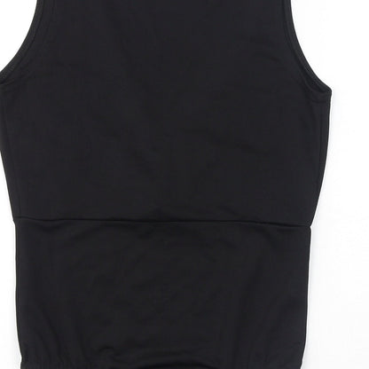 PRETTYLITTLETHING Womens Black Polyester Bodysuit One-Piece Size 8 Button