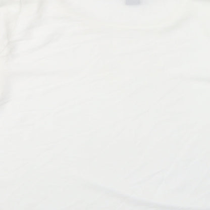 DMSA Womens White Polyester Basic Blouse Size M Round Neck - Sheer