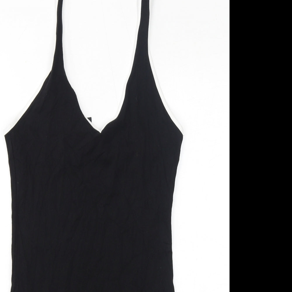 Divided by H&M Womens Black Cotton Bodycon Size M Halter Pullover - Open Back
