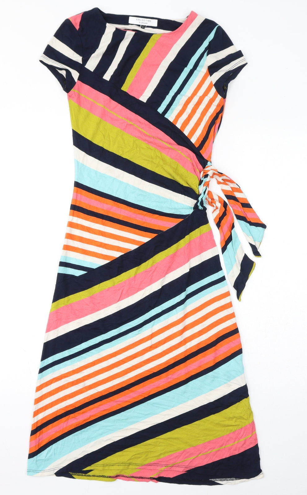 John Lewis Womens Multicoloured Striped Viscose A-Line Size 8 Round Neck Pullover