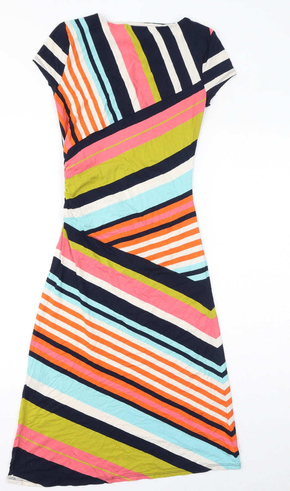 John Lewis Womens Multicoloured Striped Viscose A-Line Size 8 Round Neck Pullover