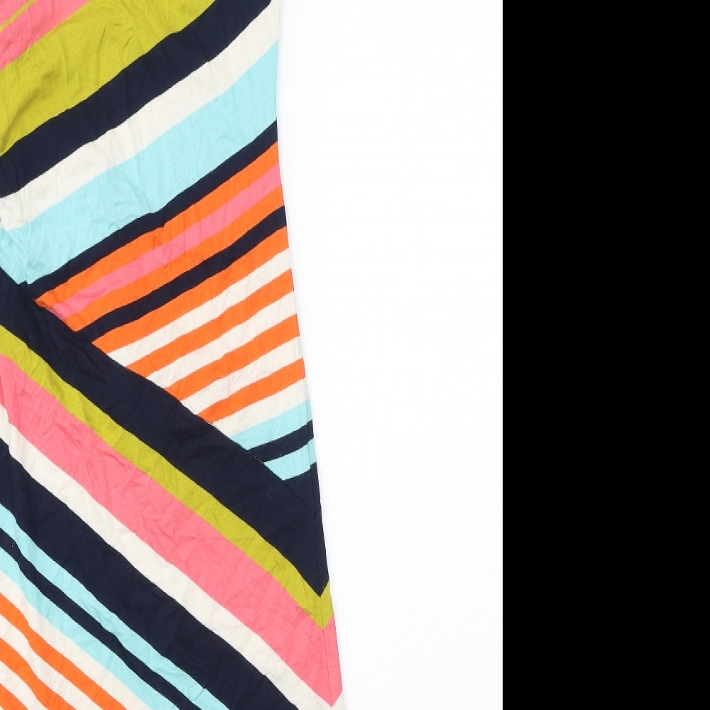 John Lewis Womens Multicoloured Striped Viscose A-Line Size 8 Round Neck Pullover