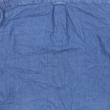 H&M Mens Blue Cotton Button-Up Size S Collared Button - Pocket