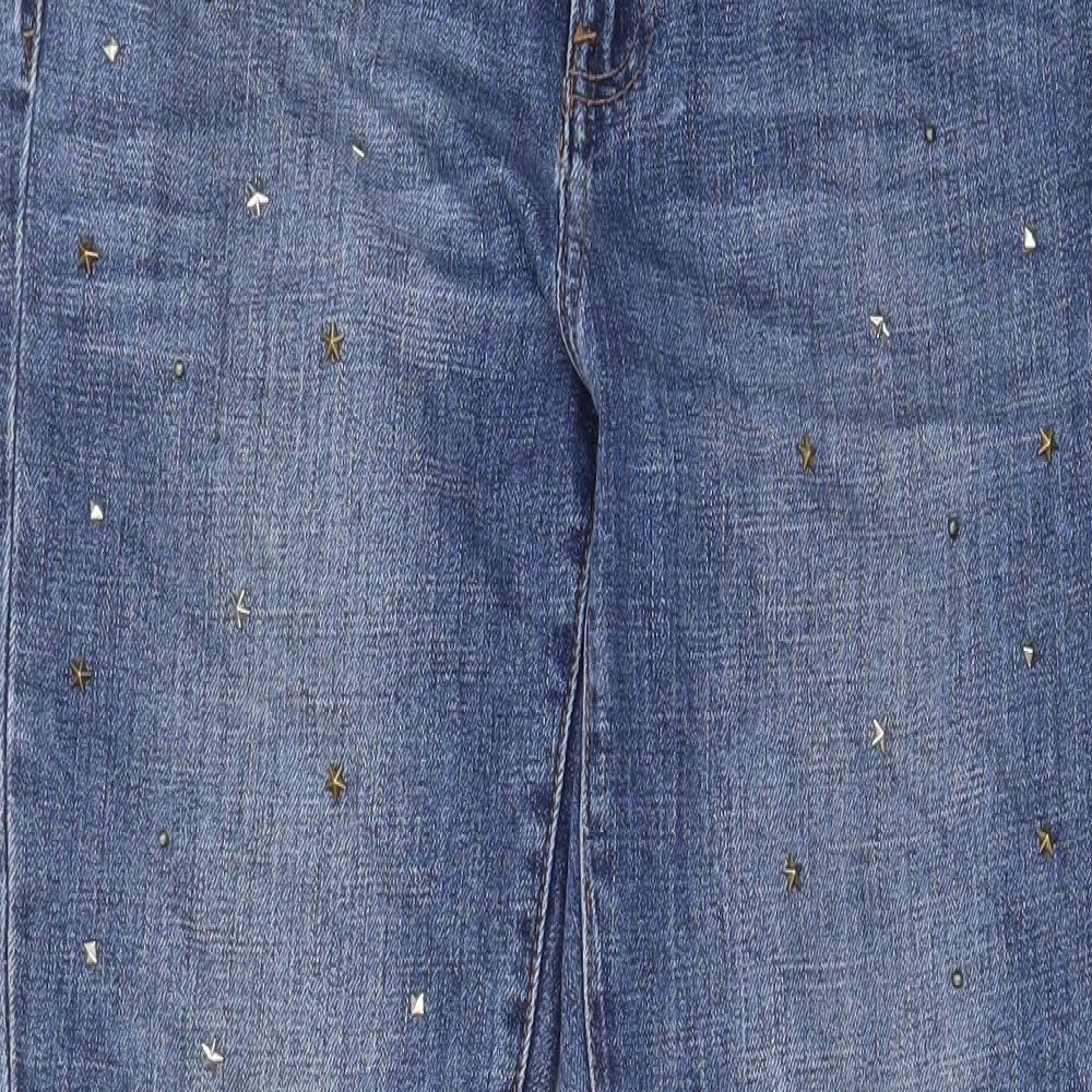 Gap Womens Blue Cotton Capri Jeans Size 30 in L26 in Regular Zip - Pockets, Belt Loops, Star, Studs