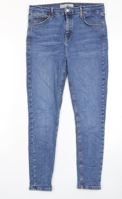 Topshop Womens Blue Cotton Skinny Jeans Size 32 in L30 in Regular Zip - Pockets