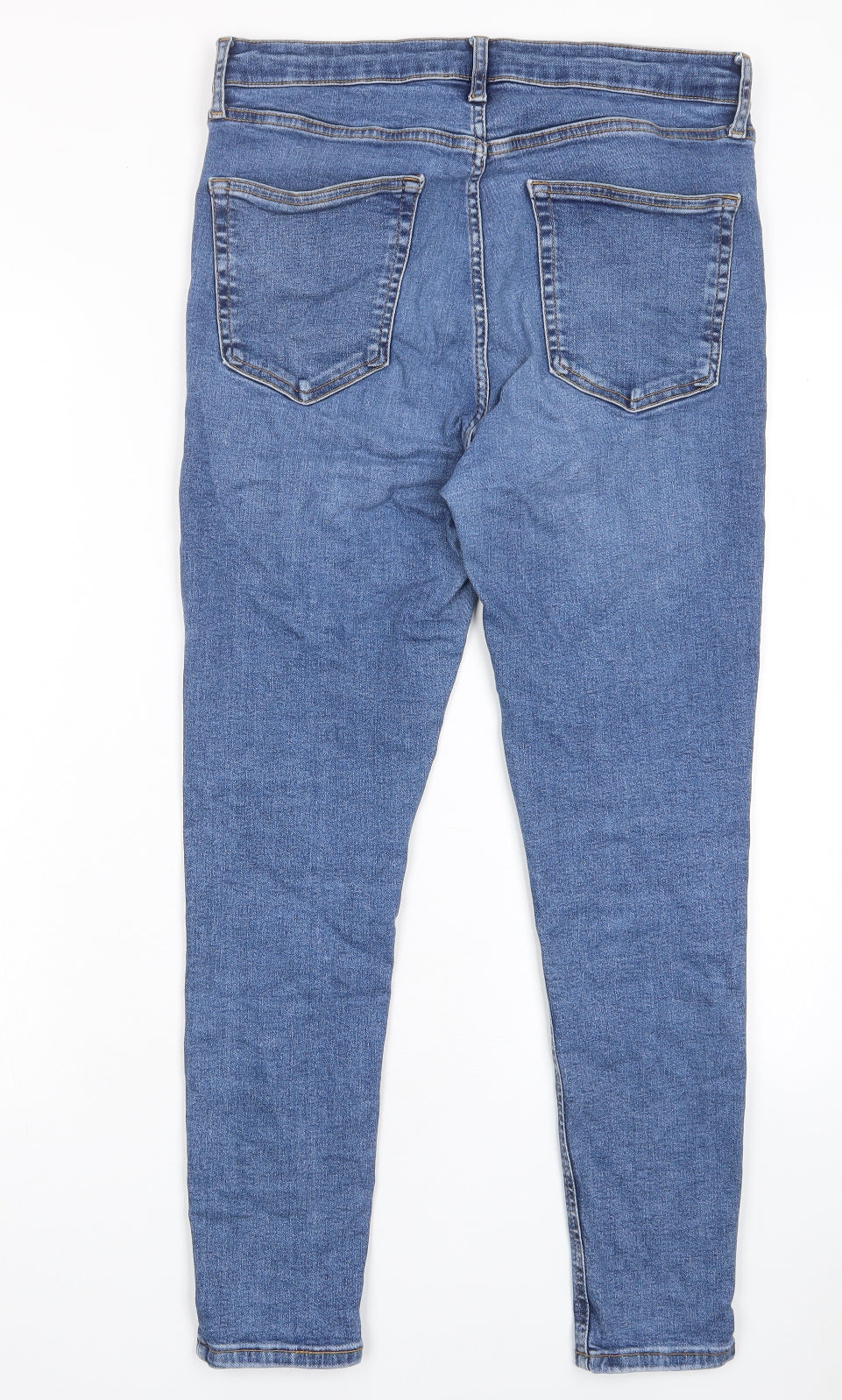 Topshop Womens Blue Cotton Skinny Jeans Size 32 in L30 in Regular Zip - Pockets