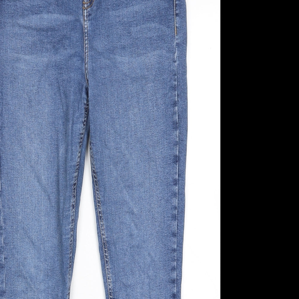Topshop Womens Blue Cotton Skinny Jeans Size 32 in L30 in Regular Zip - Pockets