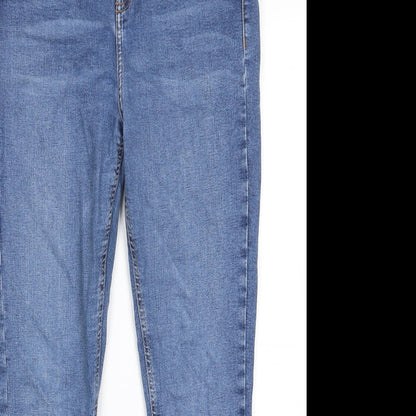 Topshop Womens Blue Cotton Skinny Jeans Size 32 in L30 in Regular Zip - Pockets