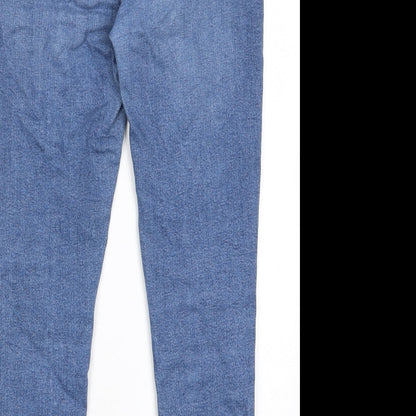 Topshop Womens Blue Cotton Skinny Jeans Size 32 in L30 in Regular Zip - Pockets