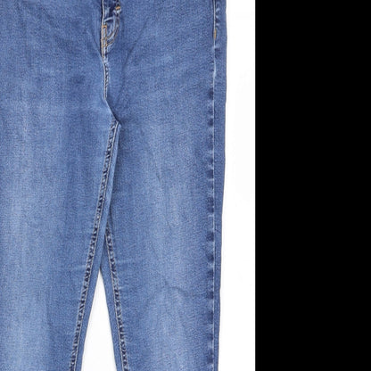 Topshop Womens Blue Cotton Skinny Jeans Size 32 in L31 in Regular Zip - Pockets
