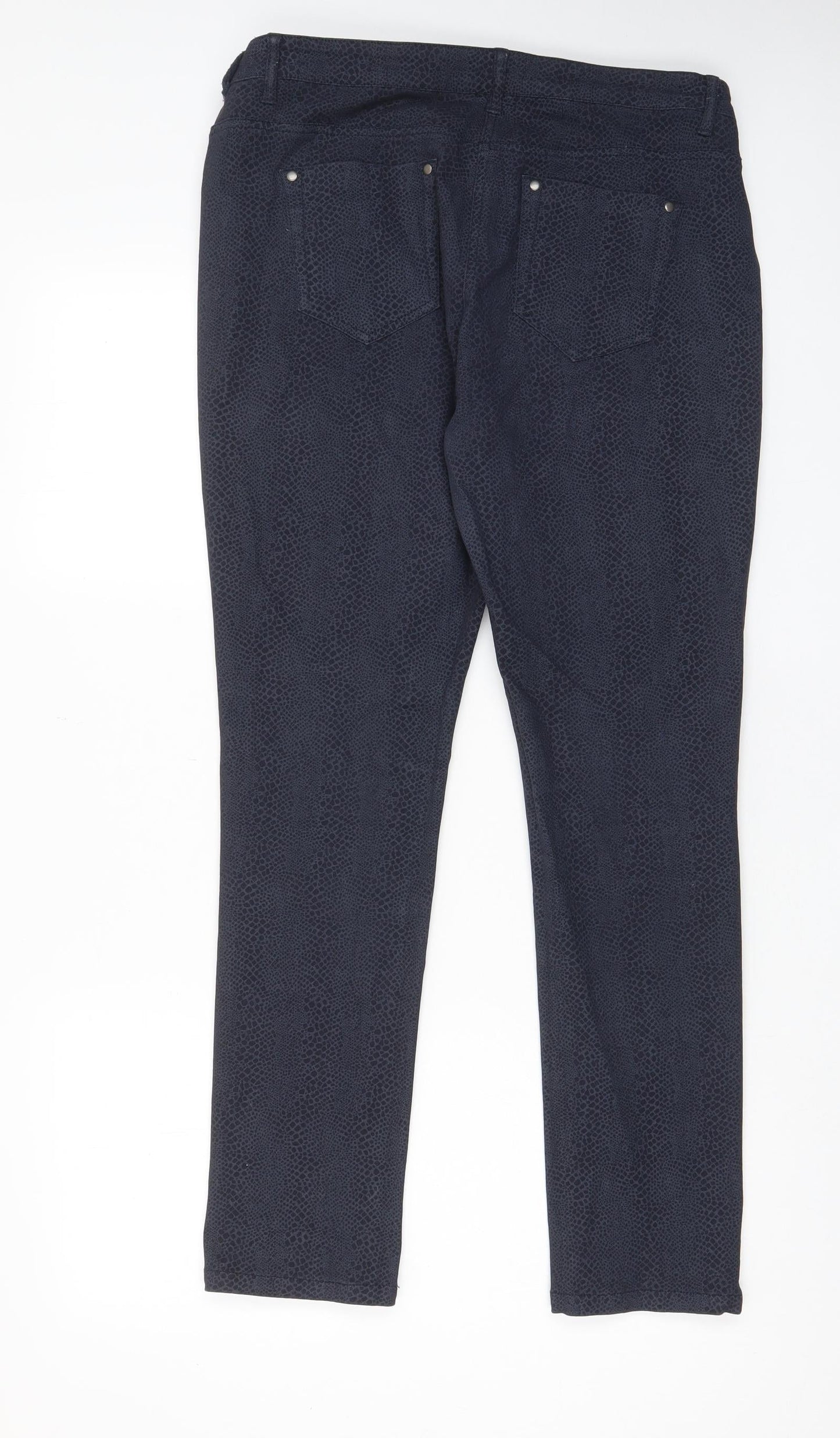 Grabal Arlok Womens Blue Animal Print Cotton Skinny Jeans Size 14 L29 in Regular Zip - Pockets