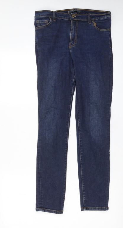 Outlander Womens Blue Cotton Straight Jeans Size 12 L28 in Regular Zip - Pockets