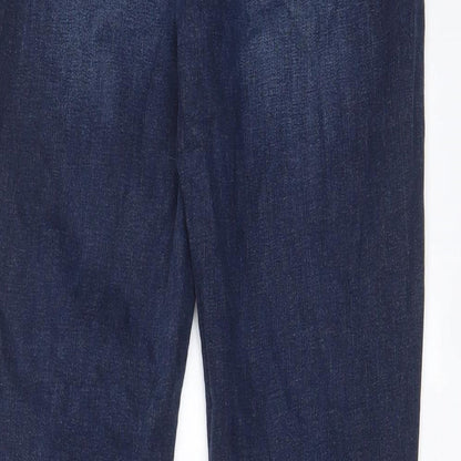 Outlander Womens Blue Cotton Straight Jeans Size 12 L28 in Regular Zip - Pockets