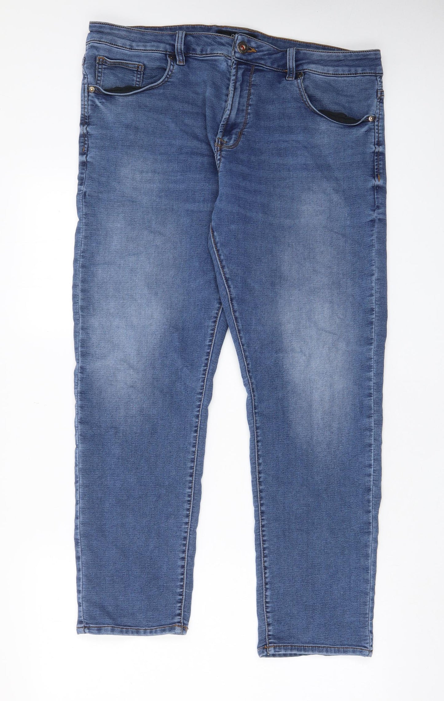 NEXT Womens Blue Cotton Straight Jeans Size 40 in L31 in Slim Zip - Pockets