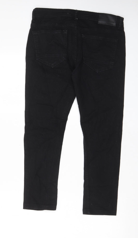 Burton Mens Black Cotton Skinny Jeans Size 30 in L25 in Regular Zip - Short leg, Pockets