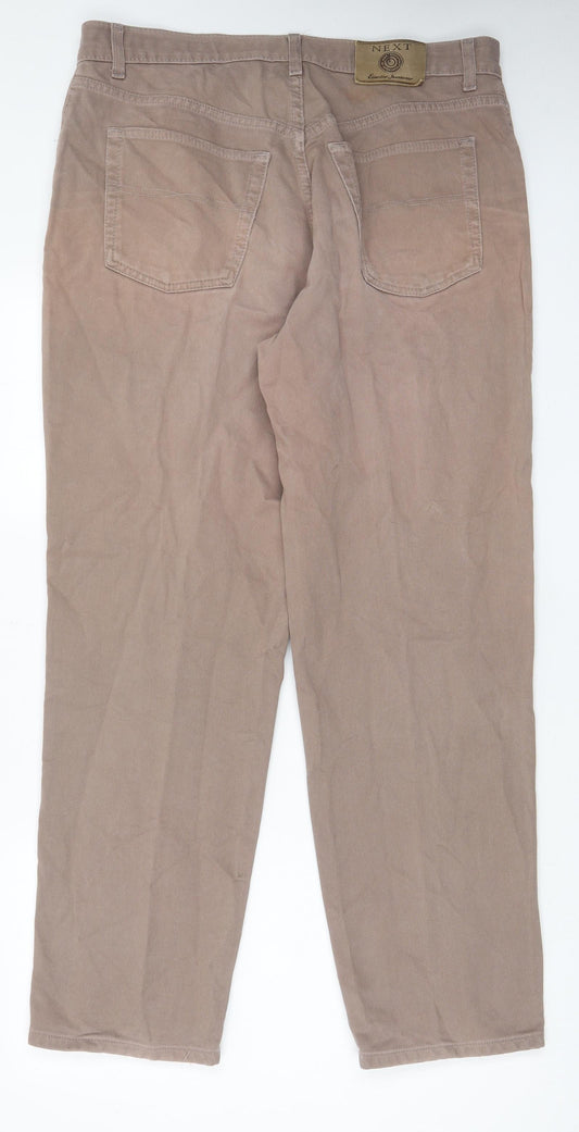 NEXT Mens Beige Cotton Straight Jeans Size 38 in L31 in Regular Button - Pockets