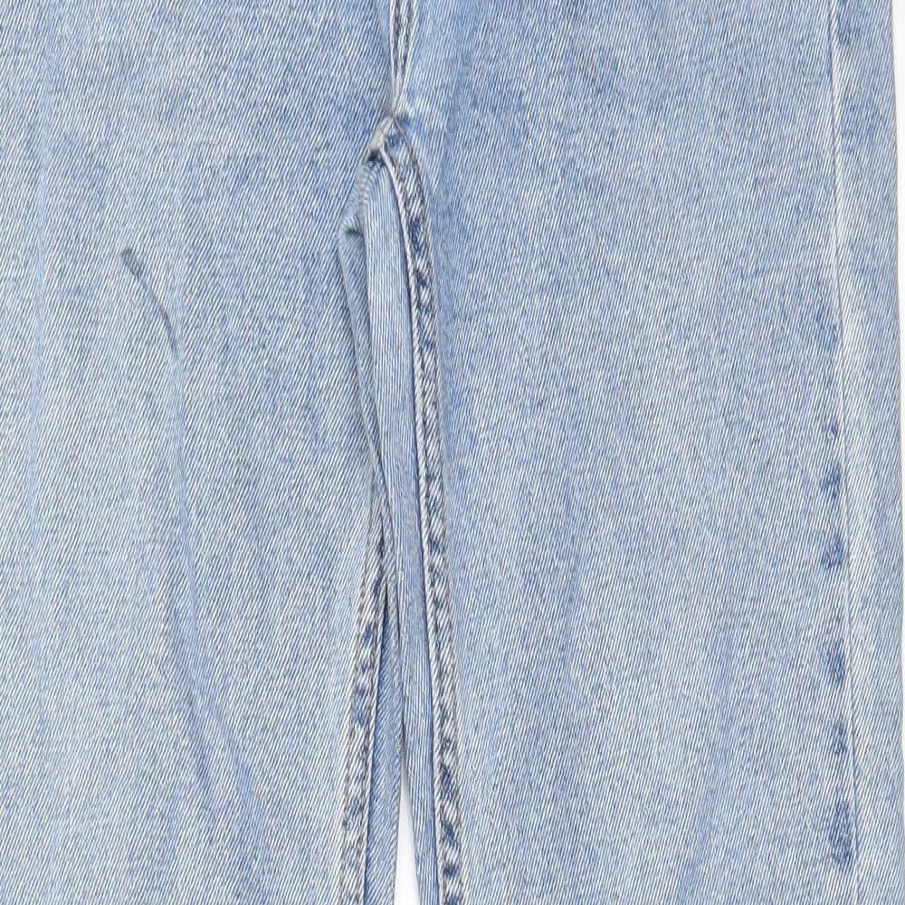 Denim & Co. Womens Blue Cotton Straight Jeans Size 4 L26 in Regular Zip - Pockets, Belt Loops