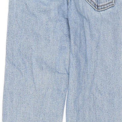 Denim & Co. Womens Blue Cotton Straight Jeans Size 4 L26 in Regular Zip - Pockets, Belt Loops