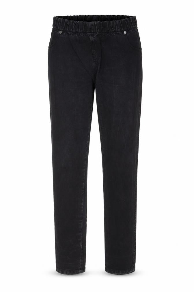 Front view of Denim & Co. women’s black cotton skinny jeans, size UK 14, 30-inch leg regular - elastic waist