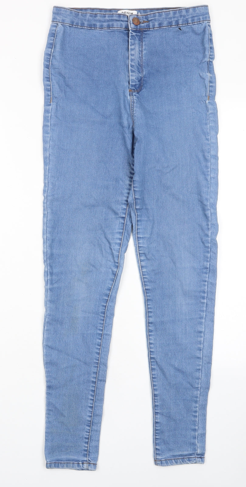 Miss Selfridge Womens Blue Cotton Skinny Jeans Size 10 L29 in Regular Zip - Pockets