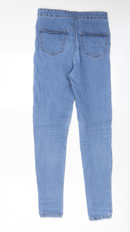 Miss Selfridge Womens Blue Cotton Skinny Jeans Size 10 L29 in Regular Zip - Pockets