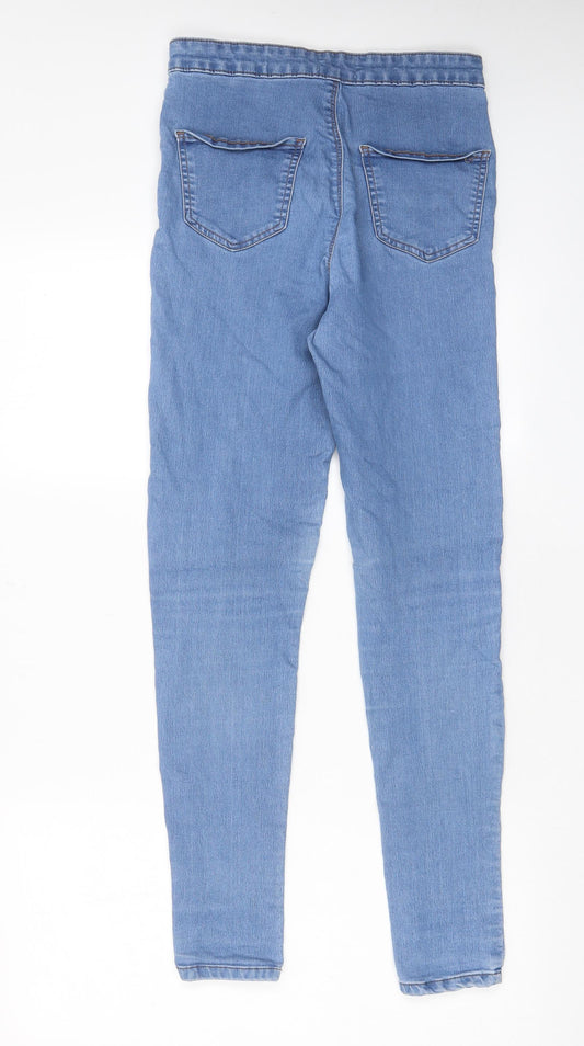 Miss Selfridge Womens Blue Cotton Skinny Jeans Size 10 L29 in Regular Zip - Pockets