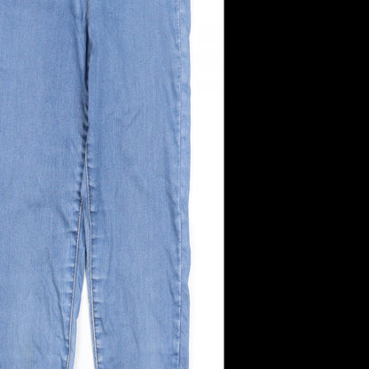 Miss Selfridge Womens Blue Cotton Skinny Jeans Size 10 L29 in Regular Zip - Pockets
