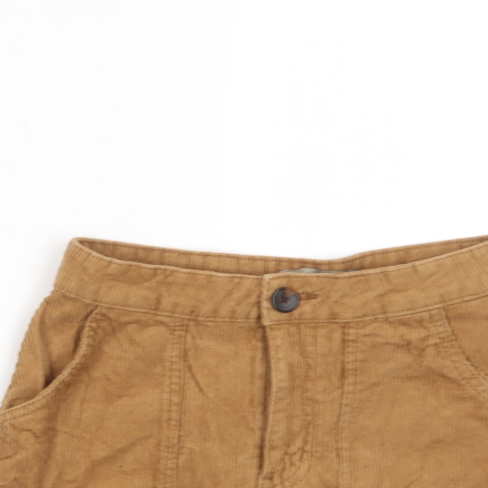 Denim & Co. Womens Brown Cotton A-Line Skirt Size 6 Button - Pockets