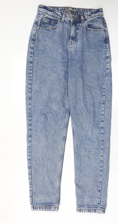 Denim & Co. Womens Blue Cotton Straight Jeans Size 10 L31 in Regular Zip - Pockets, Belt Loops